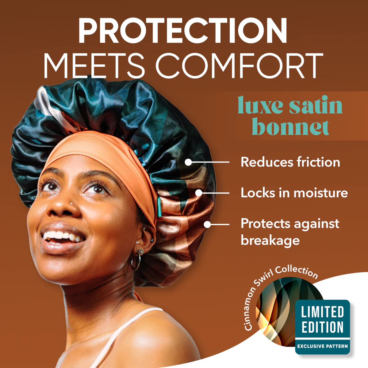 Luxe Satin Bonnet - Limited Edition Cinnamon Swirl Collection - Image 4