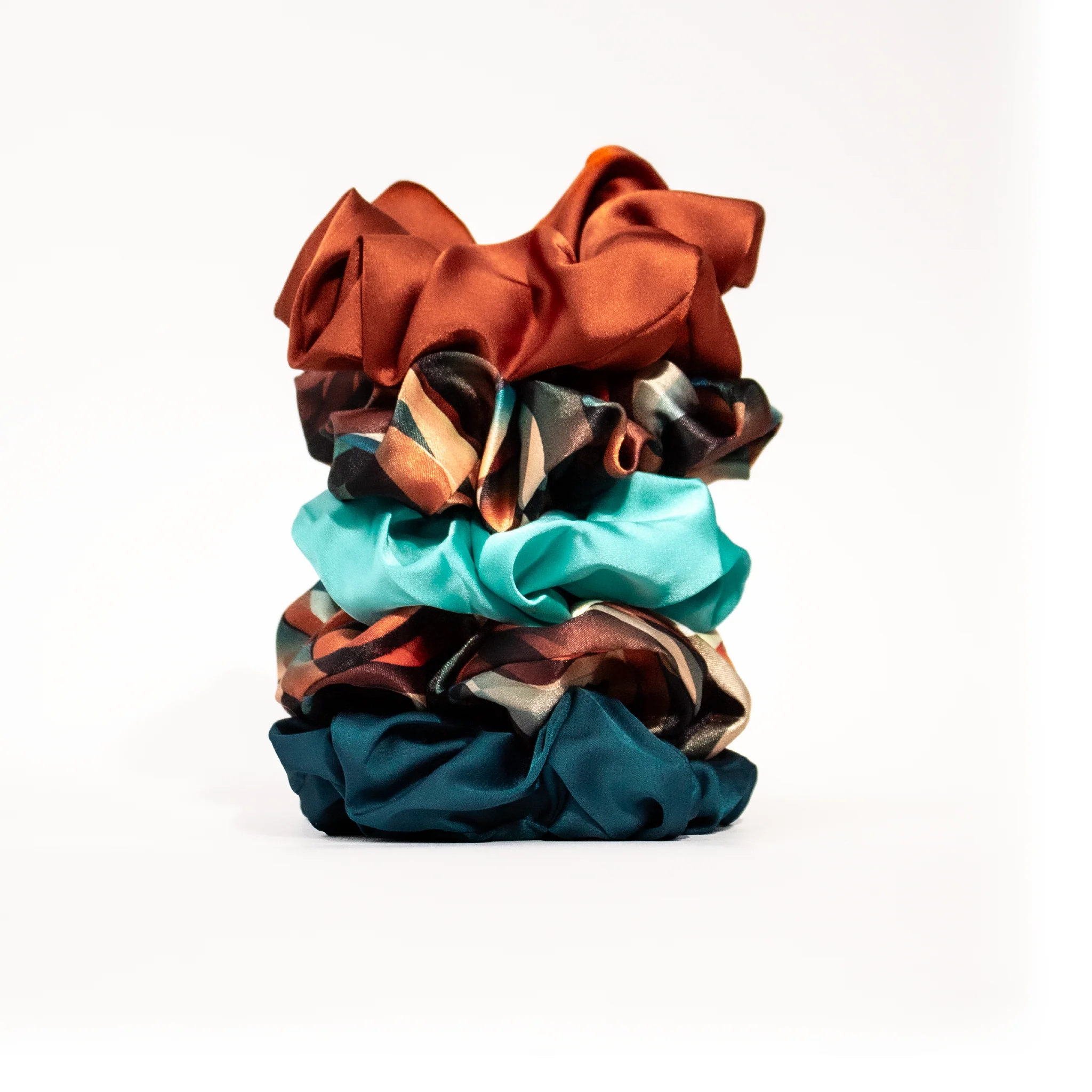 Luxe Satin Scrunchies (5-pack) - Limited Edition Cinnamon Swirl Collection - Image 9